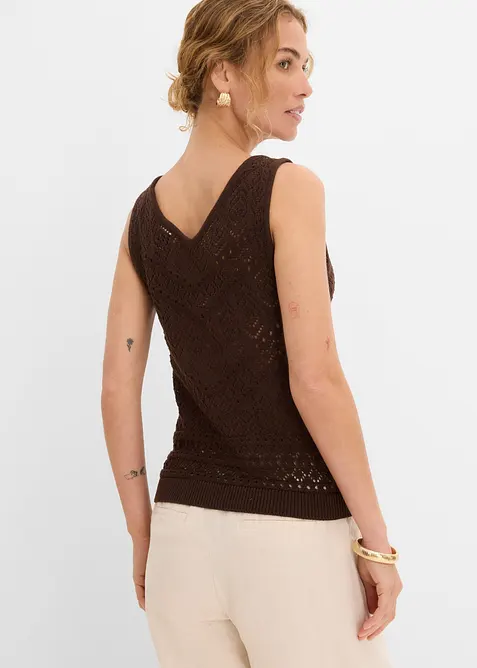 Top in maglia traforata con percentuale di cotone, bonprix