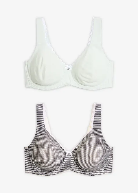 Reggiseno t-shirt non imbottito con ferretto e cotone biologico (pacco da 2), bonprix