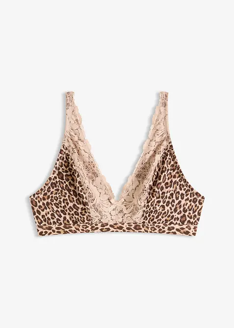 Bralette senza ferretto con fodera morbida e fantasia leopardata, bonprix