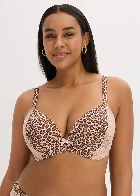 Reggiseno con coppe preformate e motivo leopardato, bonprix