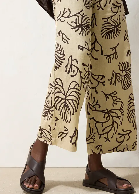 Pantaloni larghi in puro lino, bonprix
