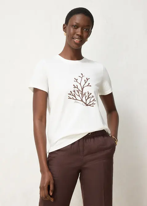 T-shirt con stampa e percentuale di seta, bonprix