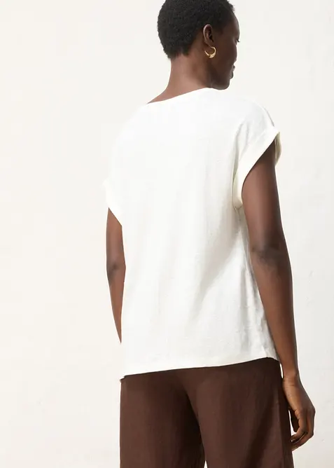 T-shirt in puro lino con ricamo, bonprix