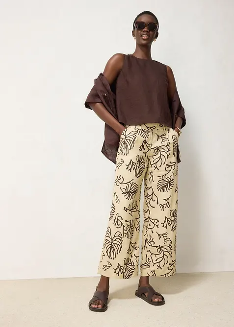 Pantaloni larghi in puro lino, bonprix