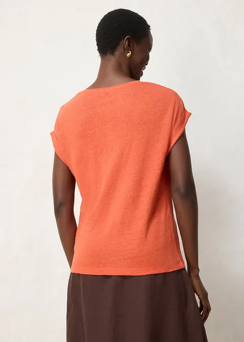 T-shirt leggera in puro lino con ricamo, bonprix
