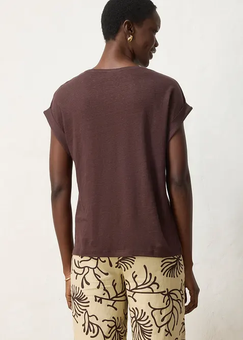 T-shirt in puro lino con ricamo, bonprix