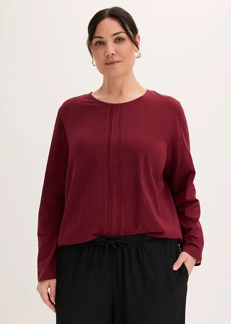 Maglia di puro cotone con pizzo, bonprix