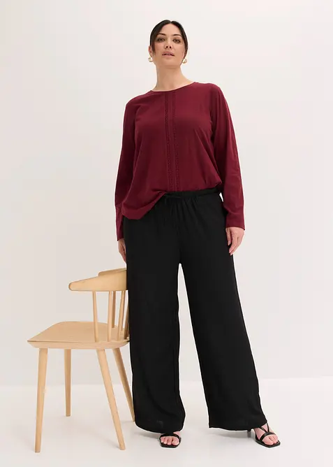 Maglia di puro cotone con pizzo, bonprix
