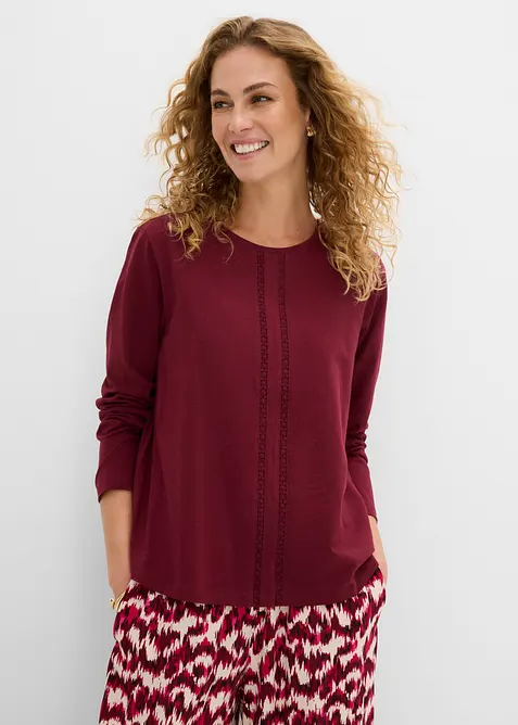Maglia di puro cotone con pizzo, bonprix
