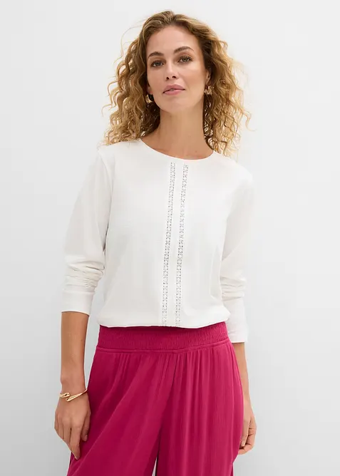 Maglia di puro cotone con pizzo, bonprix