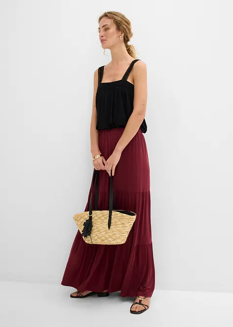 Gonna a balze in misto viscosa fluido, bonprix