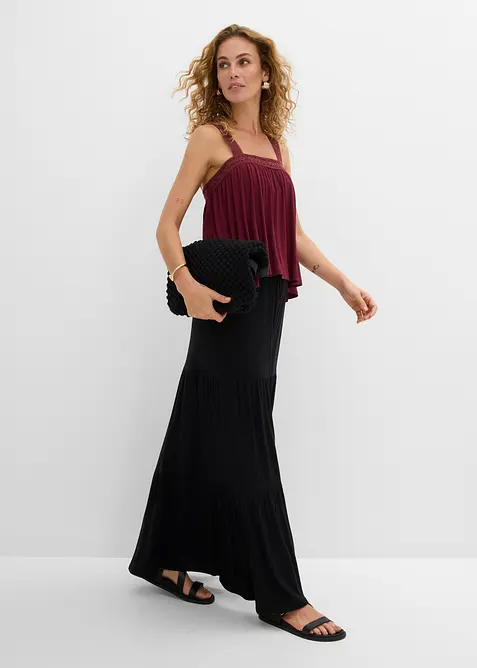 Gonna a balze in misto viscosa fluido, bonprix