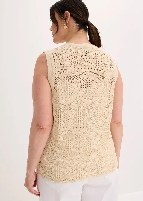 Cardigan in maglia traforata di misto cotone, bonprix