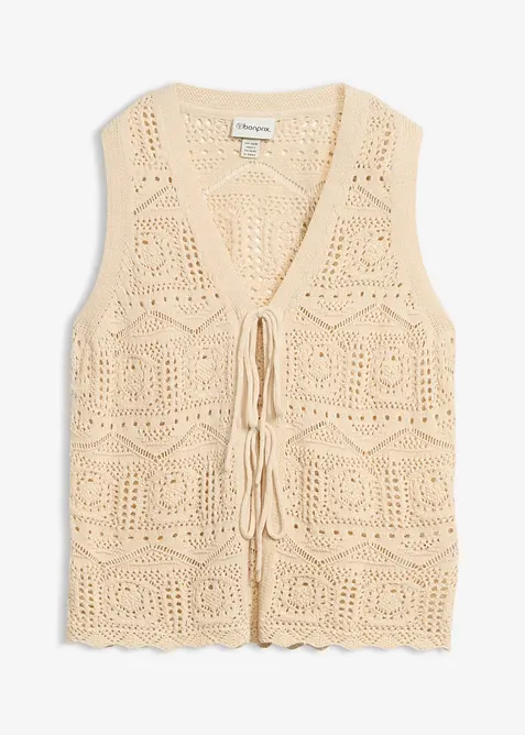 Cardigan in maglia traforata di misto cotone, bonprix