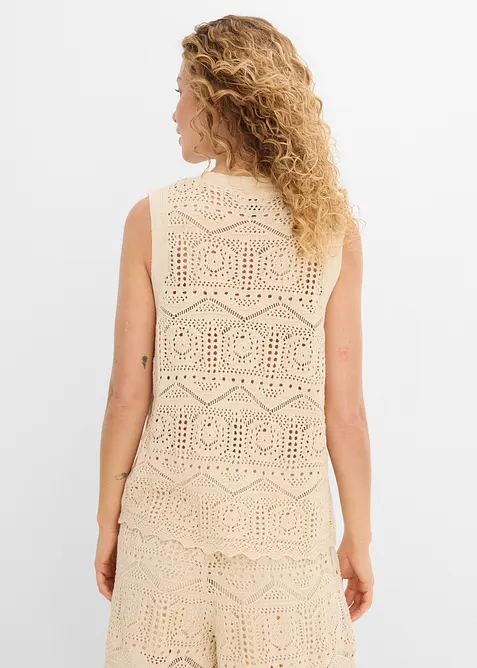 Cardigan in maglia traforata di misto cotone, bonprix