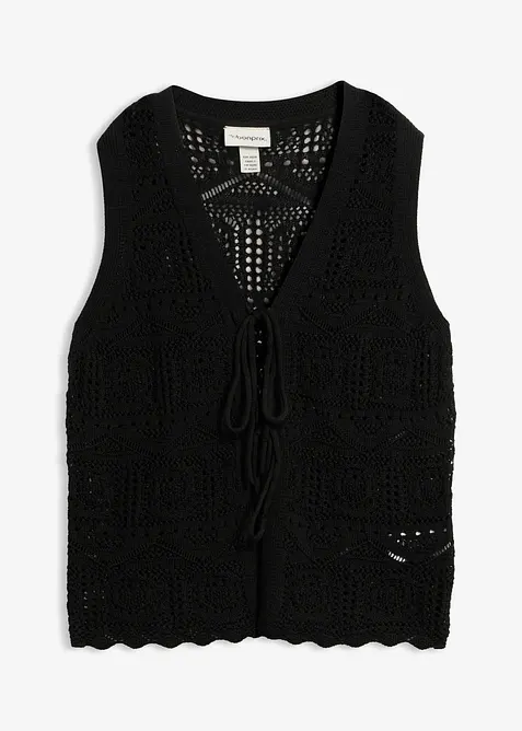 Cardigan in maglia traforata di misto cotone, bonprix