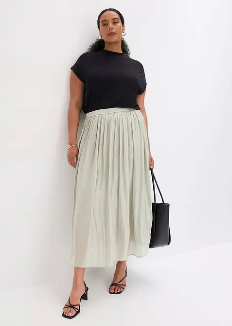 Gonna midi con effetto crinkle, bonprix