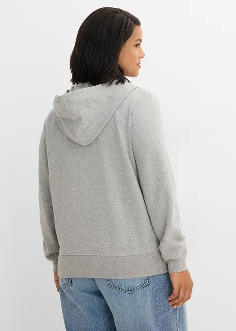 Felpa con zip e cappuccio in puro cotone, bonprix