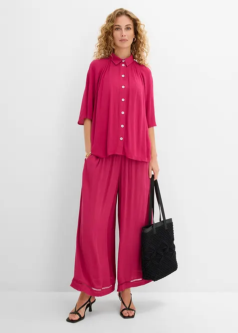 Camicetta oversize in viscosa operata, bonprix