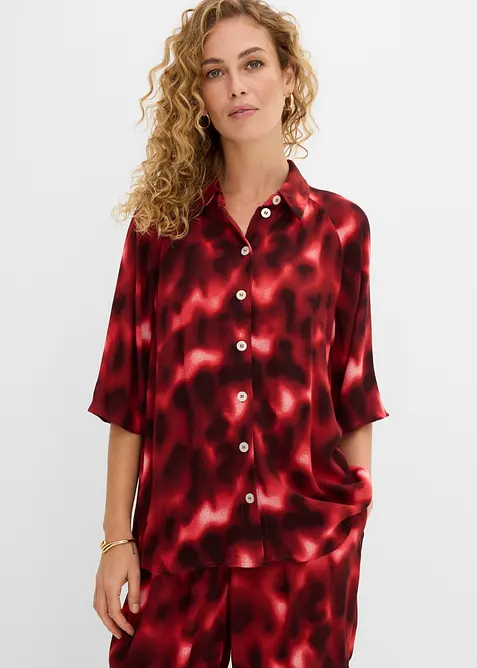 Camicetta oversize in viscosa operata, bonprix