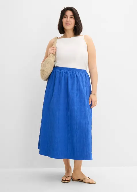 Gonna midi leggera in tessuto operato, bonprix