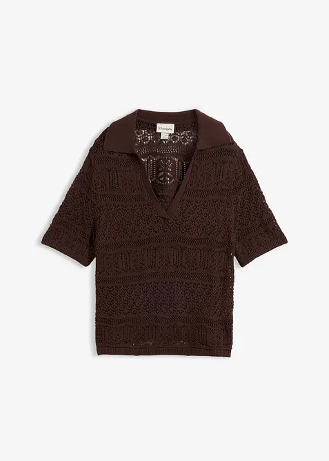 Maglione traforato in misto cotone, bonprix