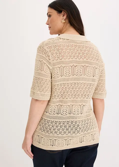 Maglione traforato in misto cotone, bonprix