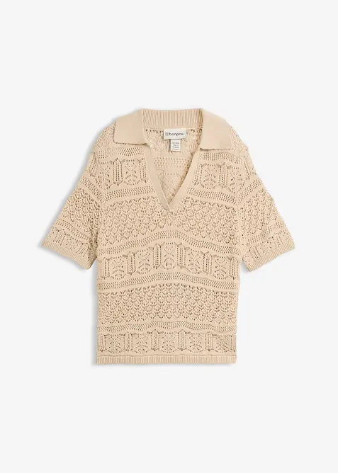 Maglione traforato in misto cotone, bonprix
