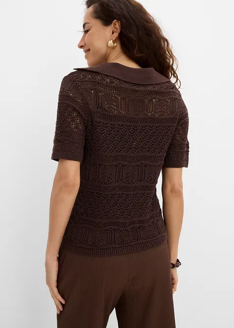 Maglione traforato in misto cotone, bonprix