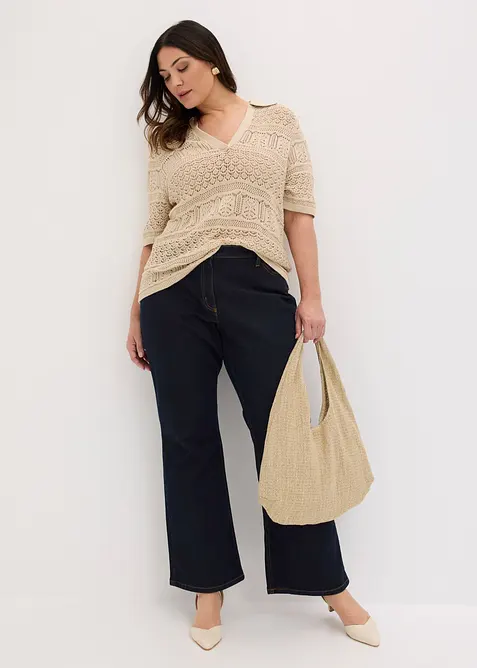 Maglione traforato in misto cotone, bonprix