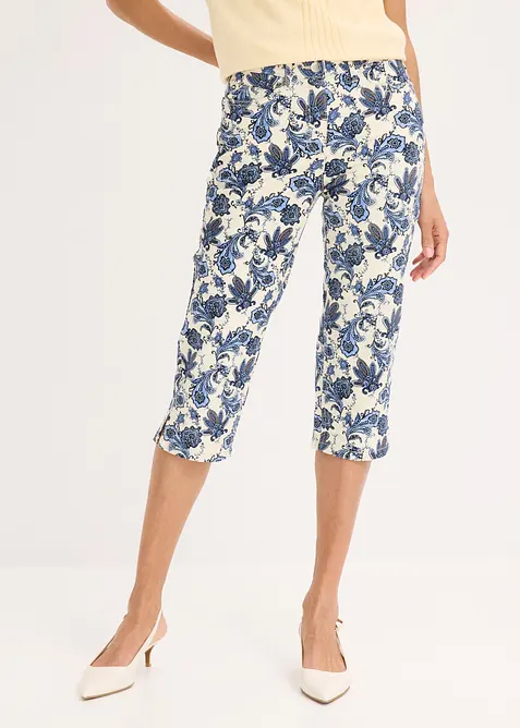 Pantaloni capri in cotone elasticizzato, bonprix