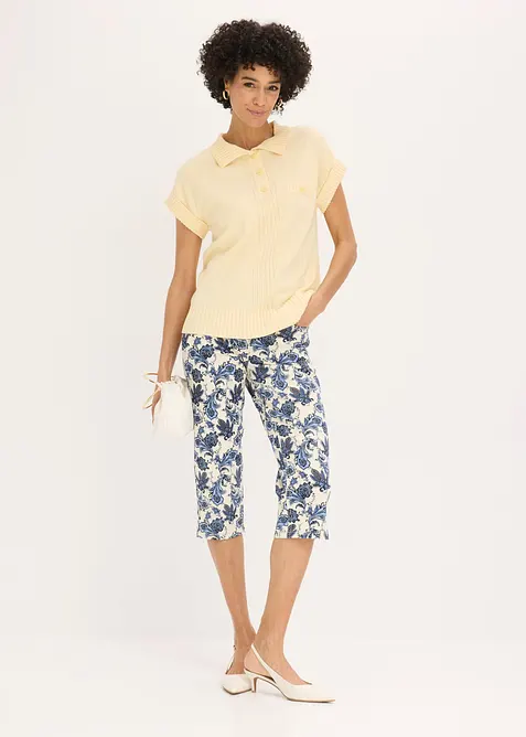 Pantaloni capri in cotone elasticizzato, bonprix