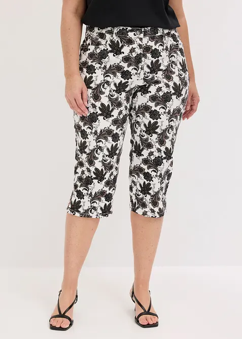 Pantaloni capri in cotone elasticizzato, bonprix