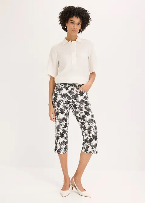 Pantaloni capri in cotone elasticizzato, bonprix