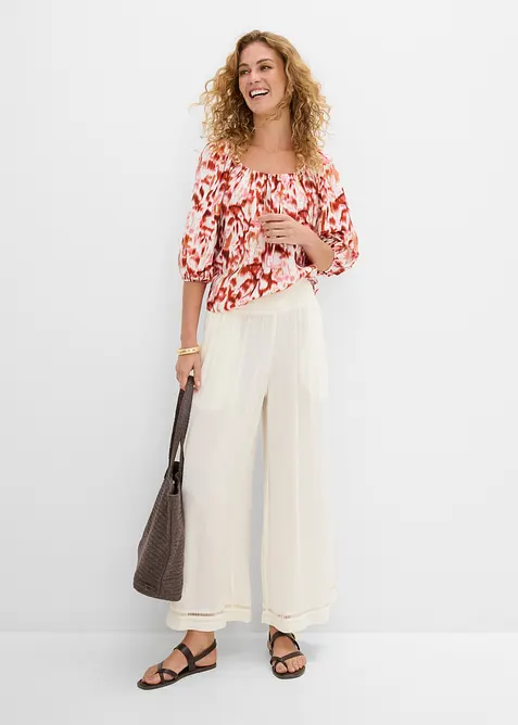 Pantaloni culotte in viscosa operata, bonprix