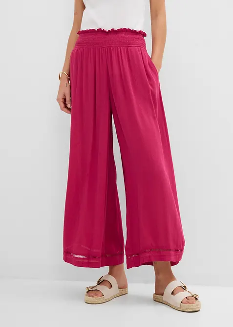 Pantaloni culotte in misto viscosa operato, bonprix