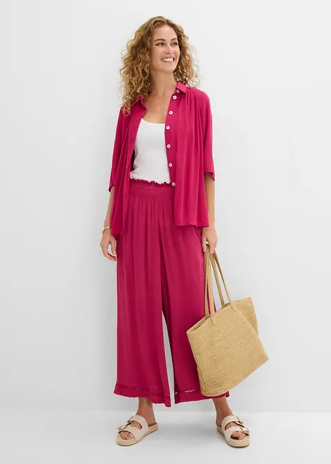 Pantaloni culotte in misto viscosa operato, bonprix