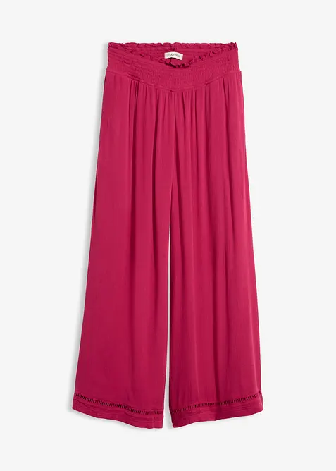 Pantaloni culotte in misto viscosa operato, bonprix
