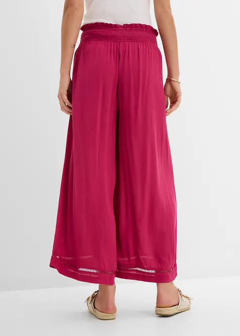 Pantaloni culotte in misto viscosa operato, bonprix