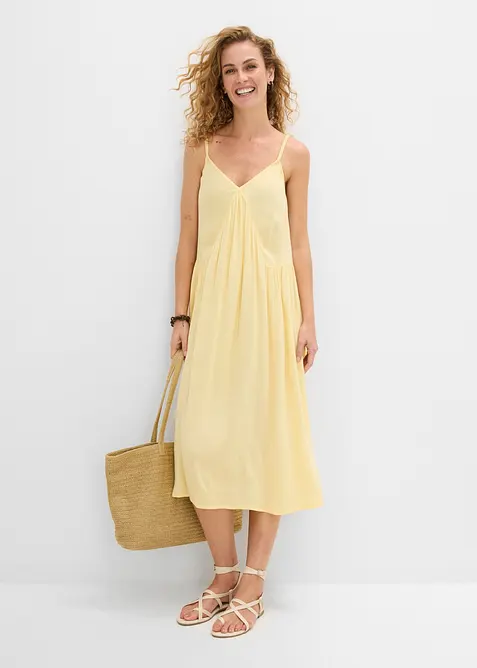 Abito midi in viscosa operata leggera, bonprix