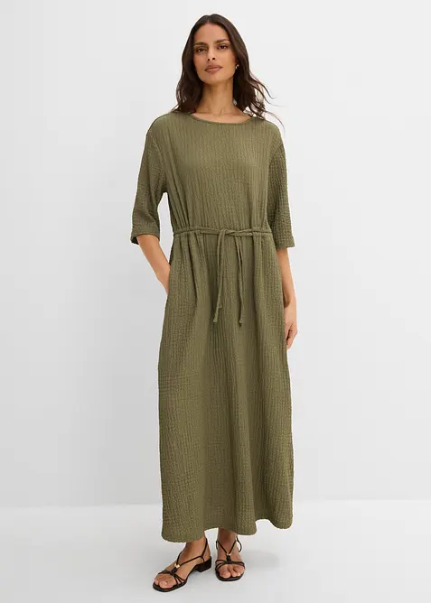 Abito midi in materiale operato, bonprix