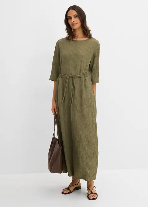 Abito midi in materiale operato, bonprix