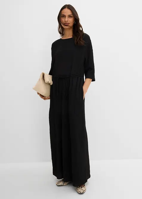 Abito midi in materiale operato, bonprix