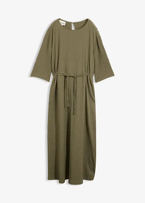 Abito midi in materiale operato, bonprix