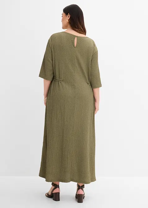 Abito midi in materiale operato, bonprix