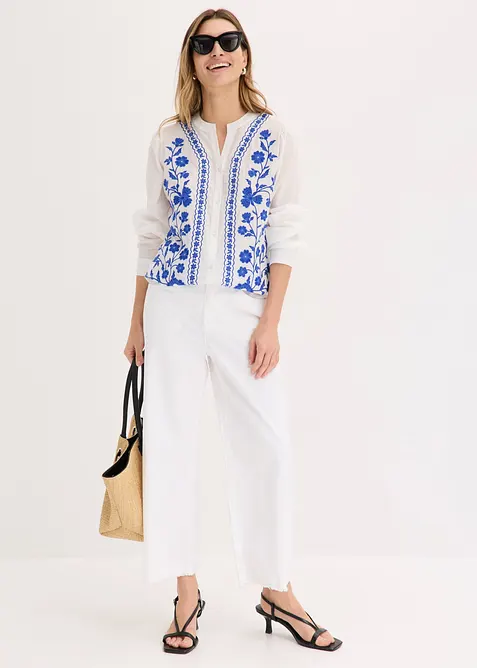 Blusa in puro cotone con ricami, bonprix
