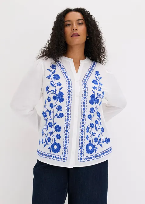 Blusa in puro cotone con ricami, bonprix
