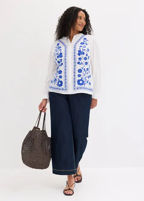 Blusa in puro cotone con ricami, bonprix