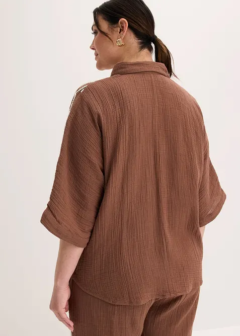 Camicetta in puro cotone con ricami, bonprix