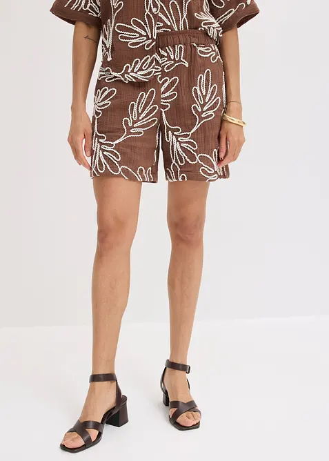 Shorts in puro cotone con ricamo, bonprix